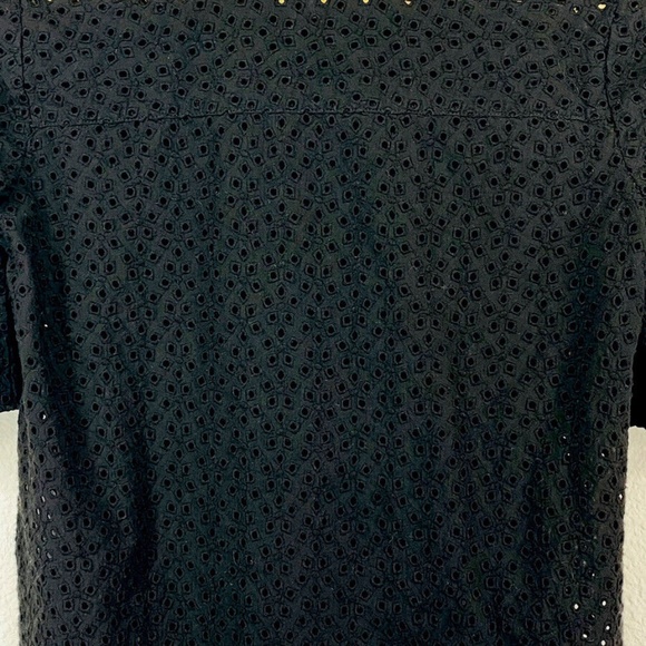 Madewell Black Eyelet Button Up Flare Bell Sleeve Blouse XXS - Picture 7 of 9